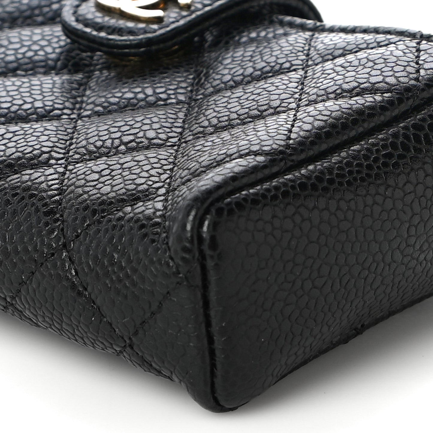 Caviar Quilted Mini Phone Holder Clutch Black