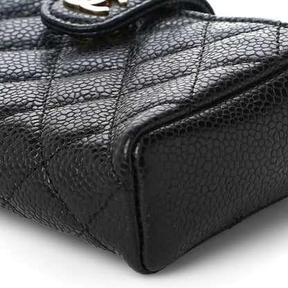 Chanel Caviar Quilted Mini Phone Holder Clutch Black 10 of 11