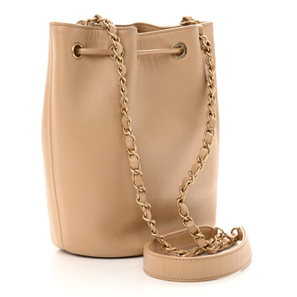 Chanel Caviar Deauville Drawstring Bucket Bag Beige 3 of 10