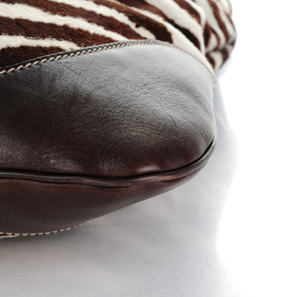 Gucci Pony Hair Zebra Print Large Jackie O Bouvier Hobo Brown 8 of 12