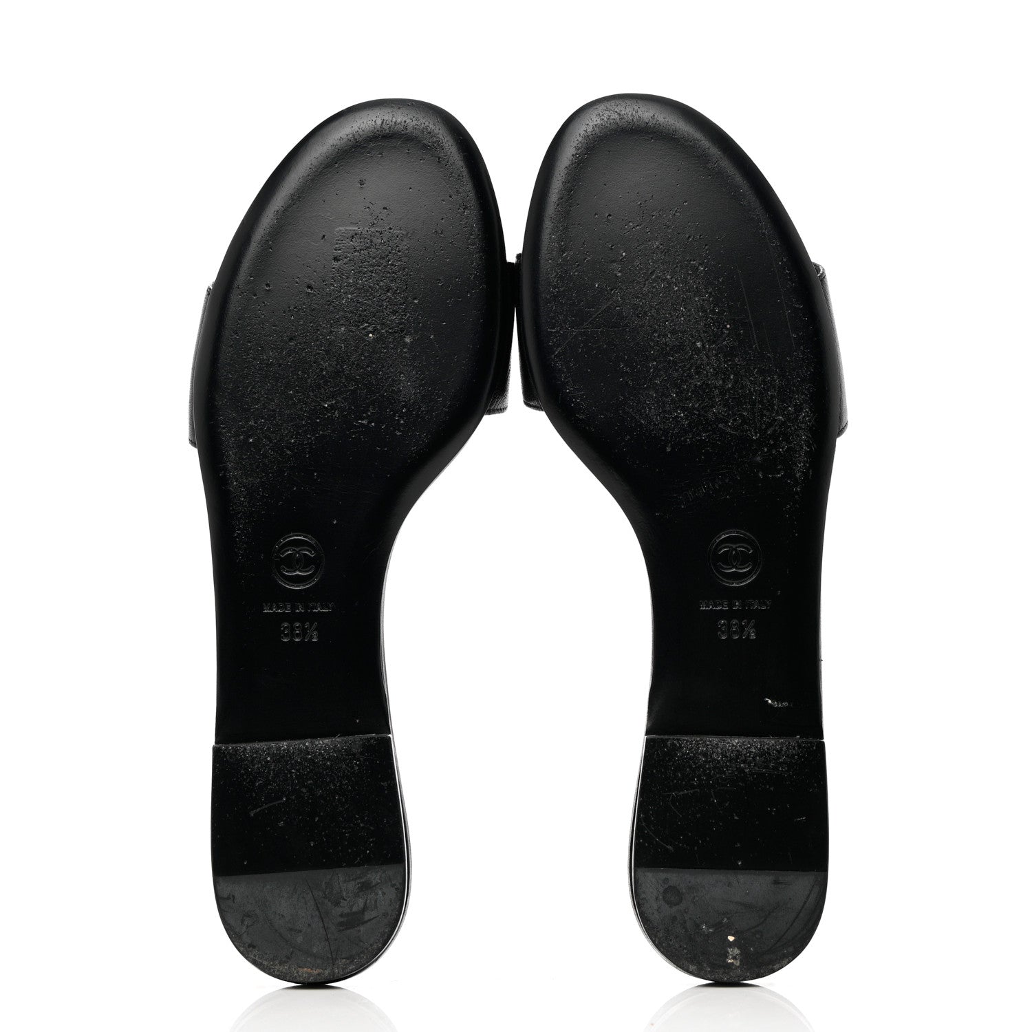 Chanel Lambskin Cork Camellia Sandals 38.5 Black 5 of 9