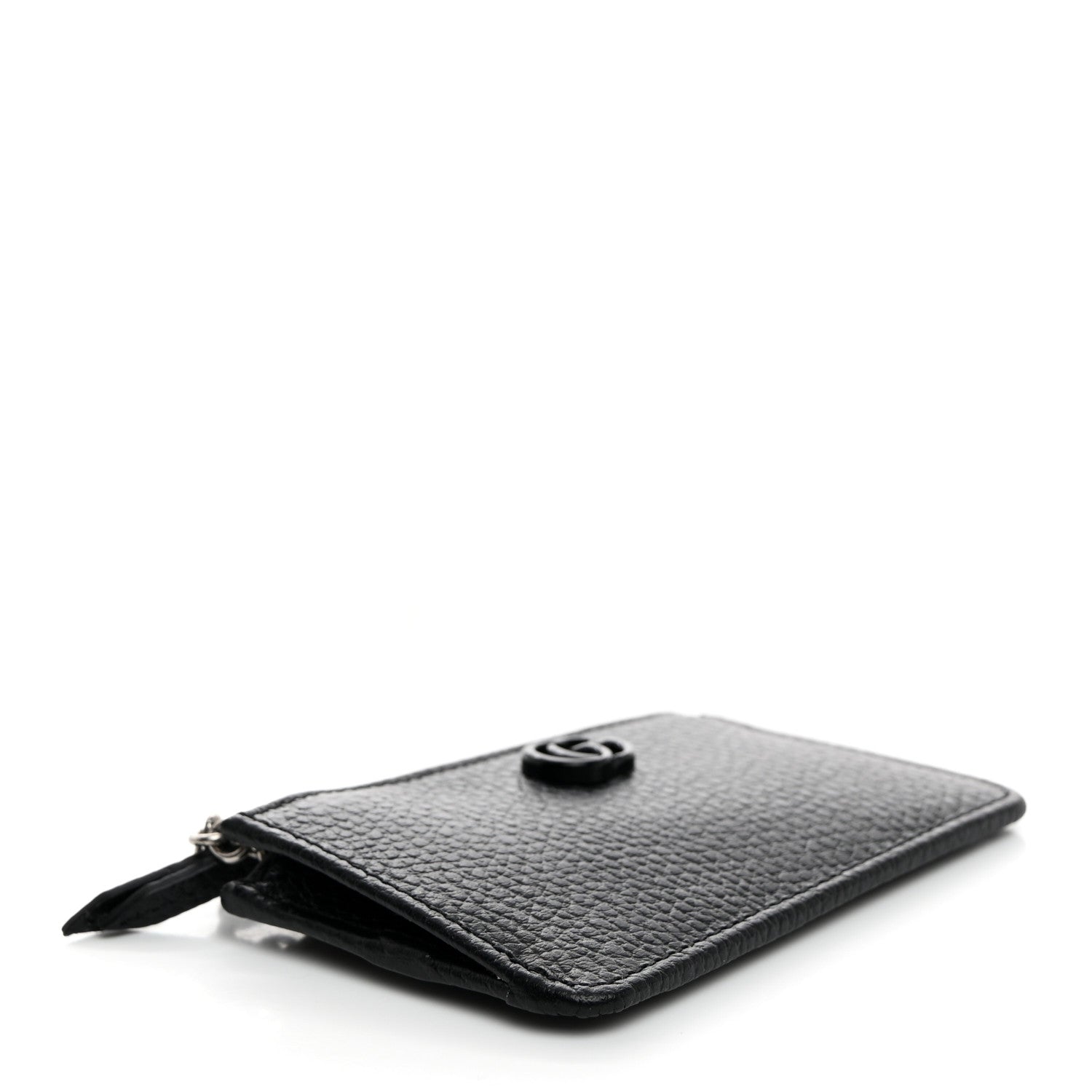 Gucci Dollar Calfskin Enamel Monochrome GG Marmont Key Case Card Holder Black 4 of 8