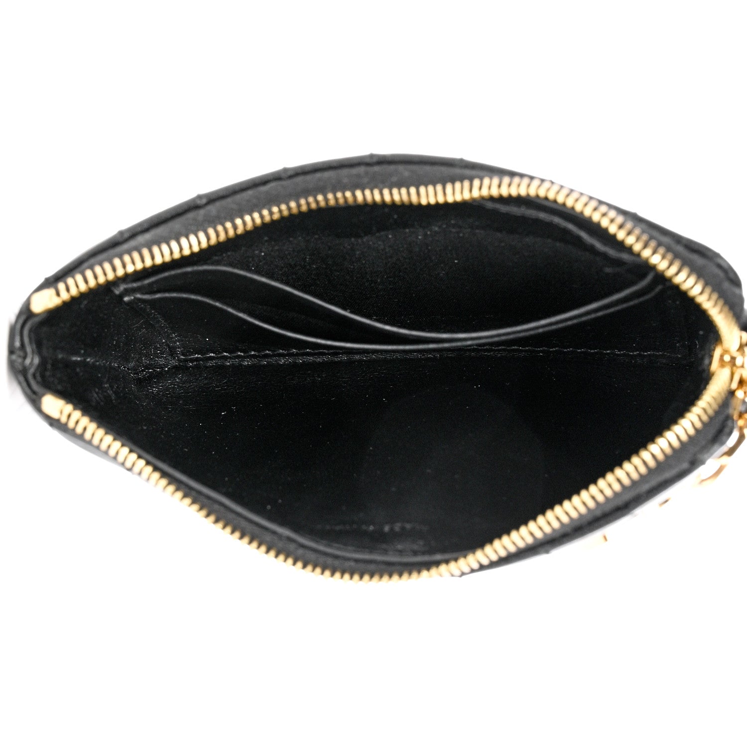 Celine Calfskin Quilted C Charm Coin Card Pouch Black 5 of 11