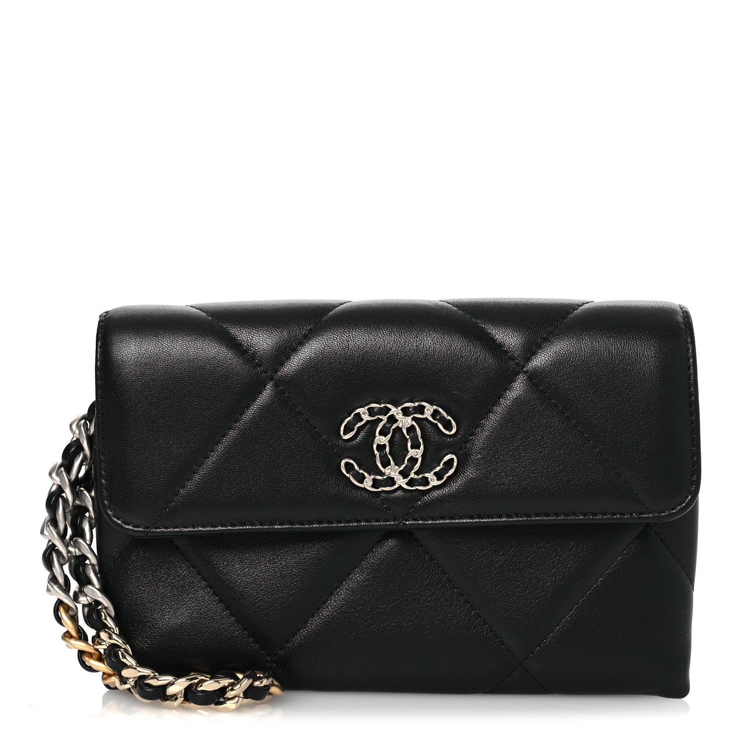 Chanel Lambskin Quilted Chanel 19 Flap Clutch Black 1 of 11