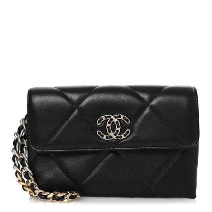 Chanel Lambskin Quilted Chanel 19 Flap Clutch Black 1 of 11