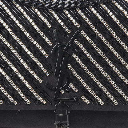 Saint Laurent Suede Crystal Small Classic Monogram Kate Satchel Black 10 of 10