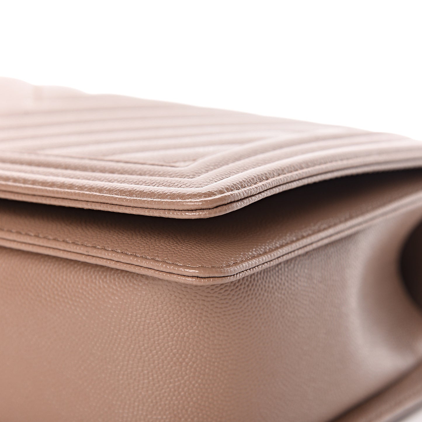 Caviar Chevron New Medium Boy Flap Dark Beige