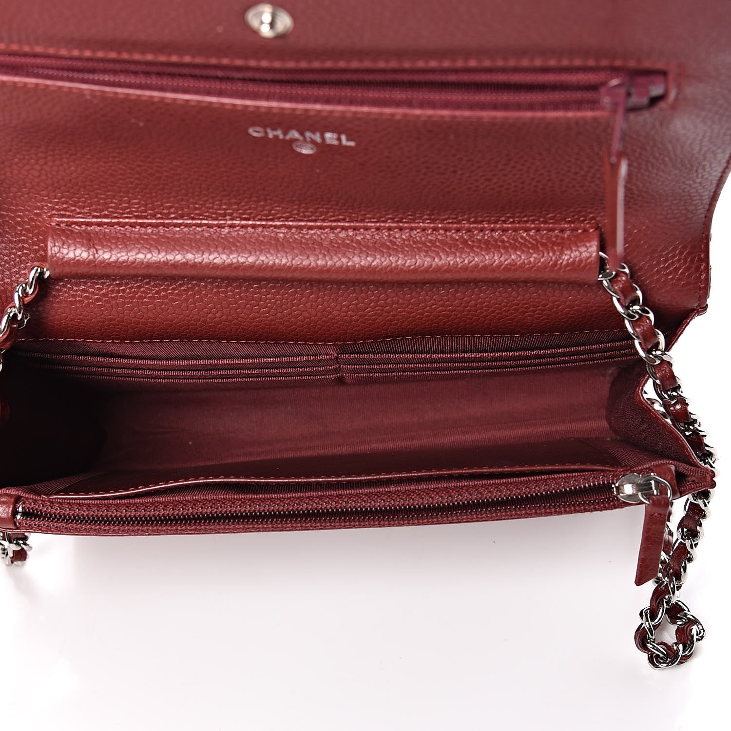 Chanel Caviar Quilted Wallet On Chain WOC Dark Red 5 of 11