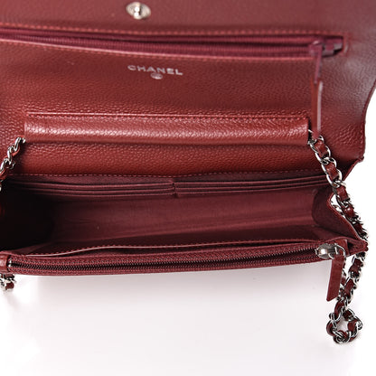Chanel Caviar Quilted Wallet On Chain WOC Dark Red 5 of 11