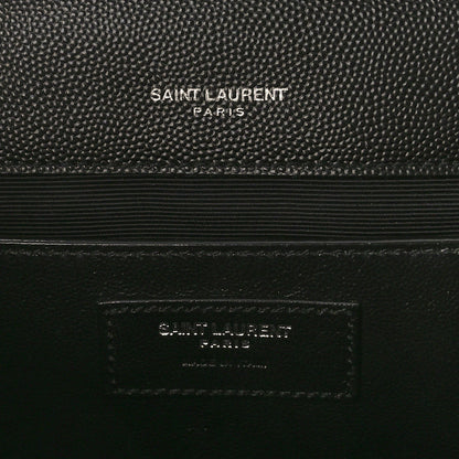 Saint Laurent Grain De Poudre Textured Mixed Matelasse Triquilt Medium Monogram Satchel Black 6 of 8