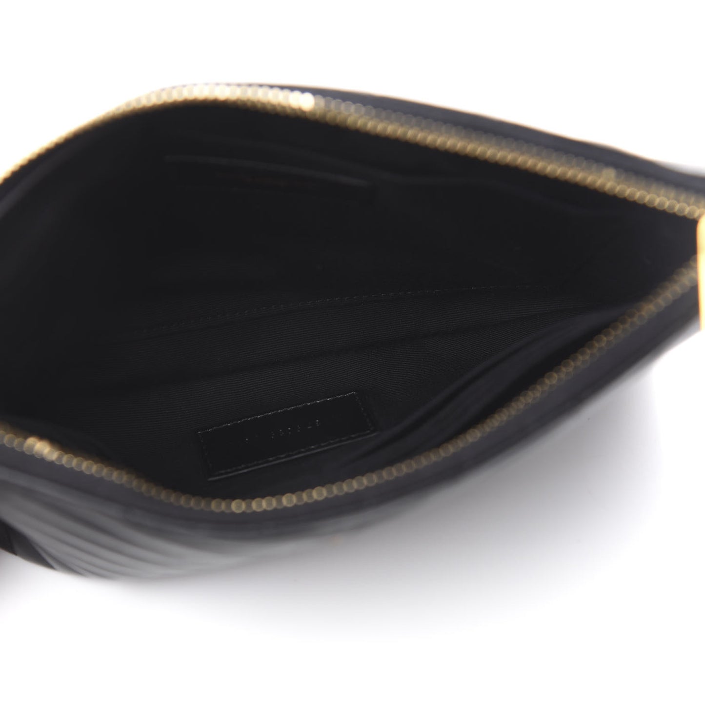 Calfskin Matelasse Chevron Monogram A5 Wristlet Black
