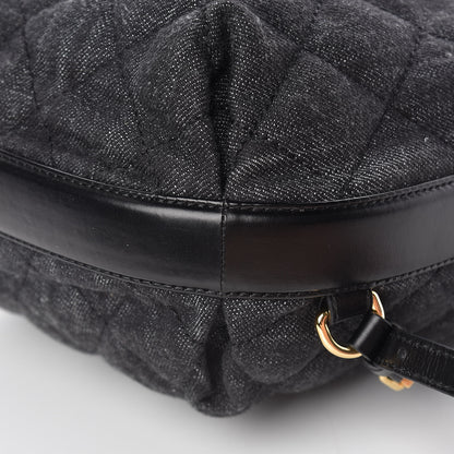 Chanel Denim Calfskin Quilted Backpack Dark Grey Black 13 of 14