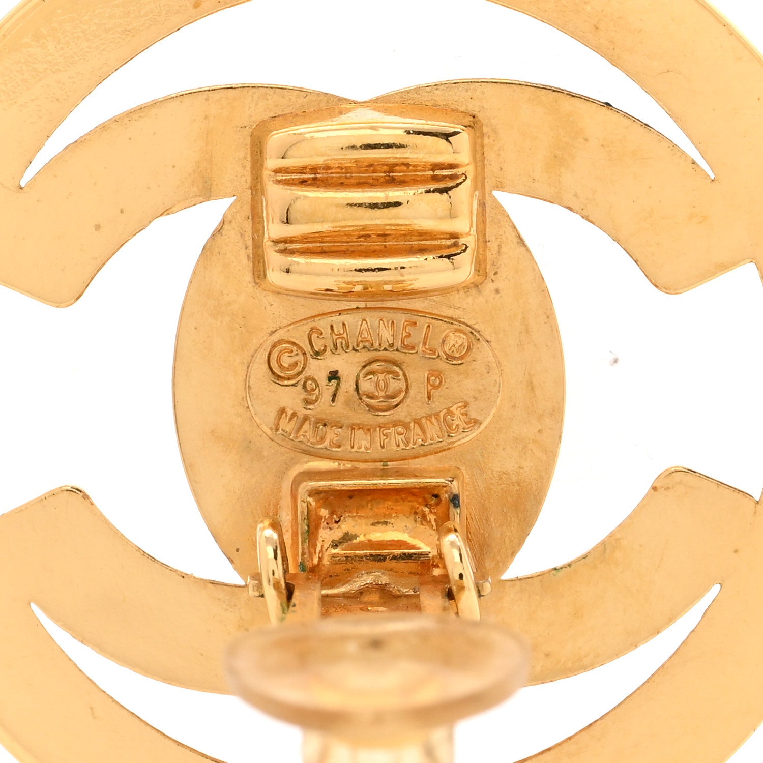 Chanel CC Turnlock Large Clip On Earrings Gold 4 of 5