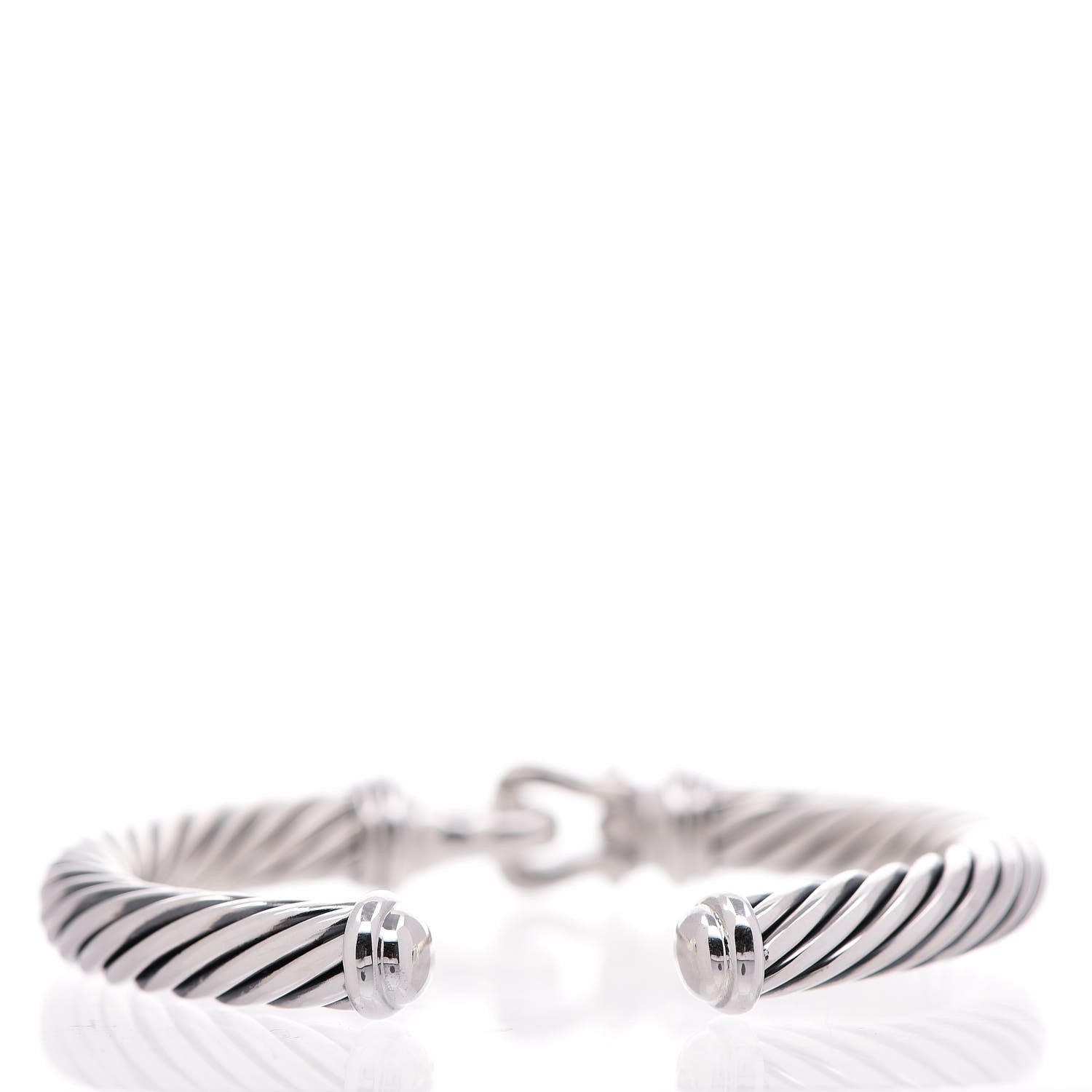 David Yurman Sterling Silver Diamond 7mm Cable Buckle Cuff Bracelet 3 of 5
