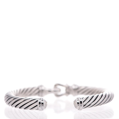 David Yurman Sterling Silver Diamond 7mm Cable Buckle Cuff Bracelet 3 of 5