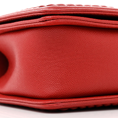 Chanel Caviar Chevron Quilted Braided Medium Boy Flap Red 9 of 10