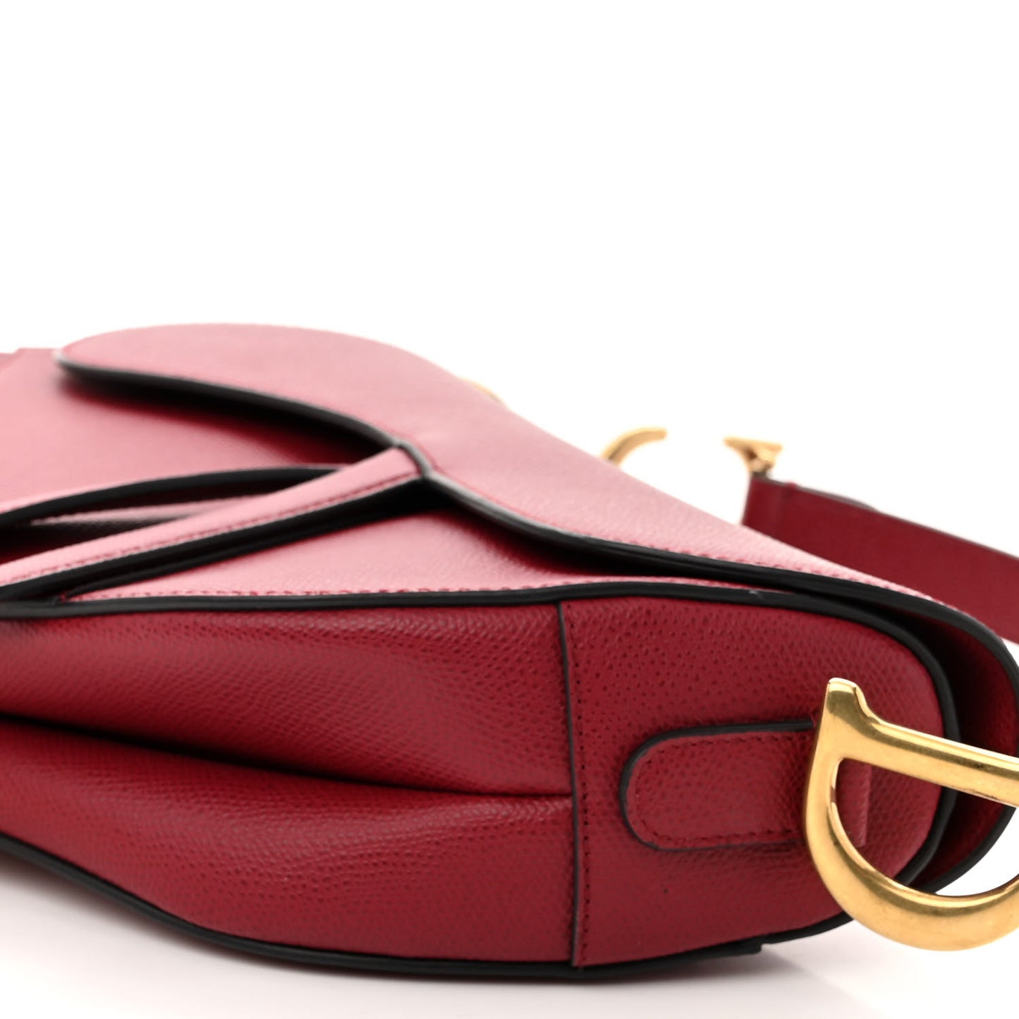 Grained Calfskin Saddle Bag Red