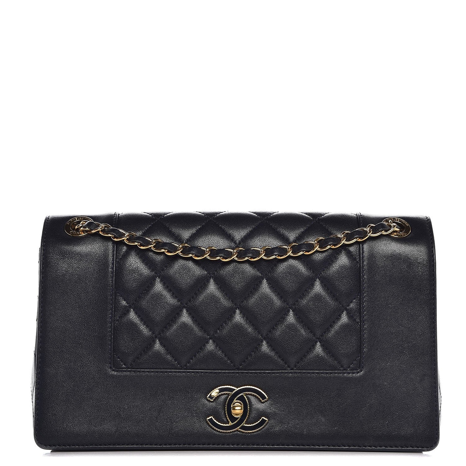 Chanel Sheepskin Quilted Vintage Mademoiselle Flap Navy 1 of 11