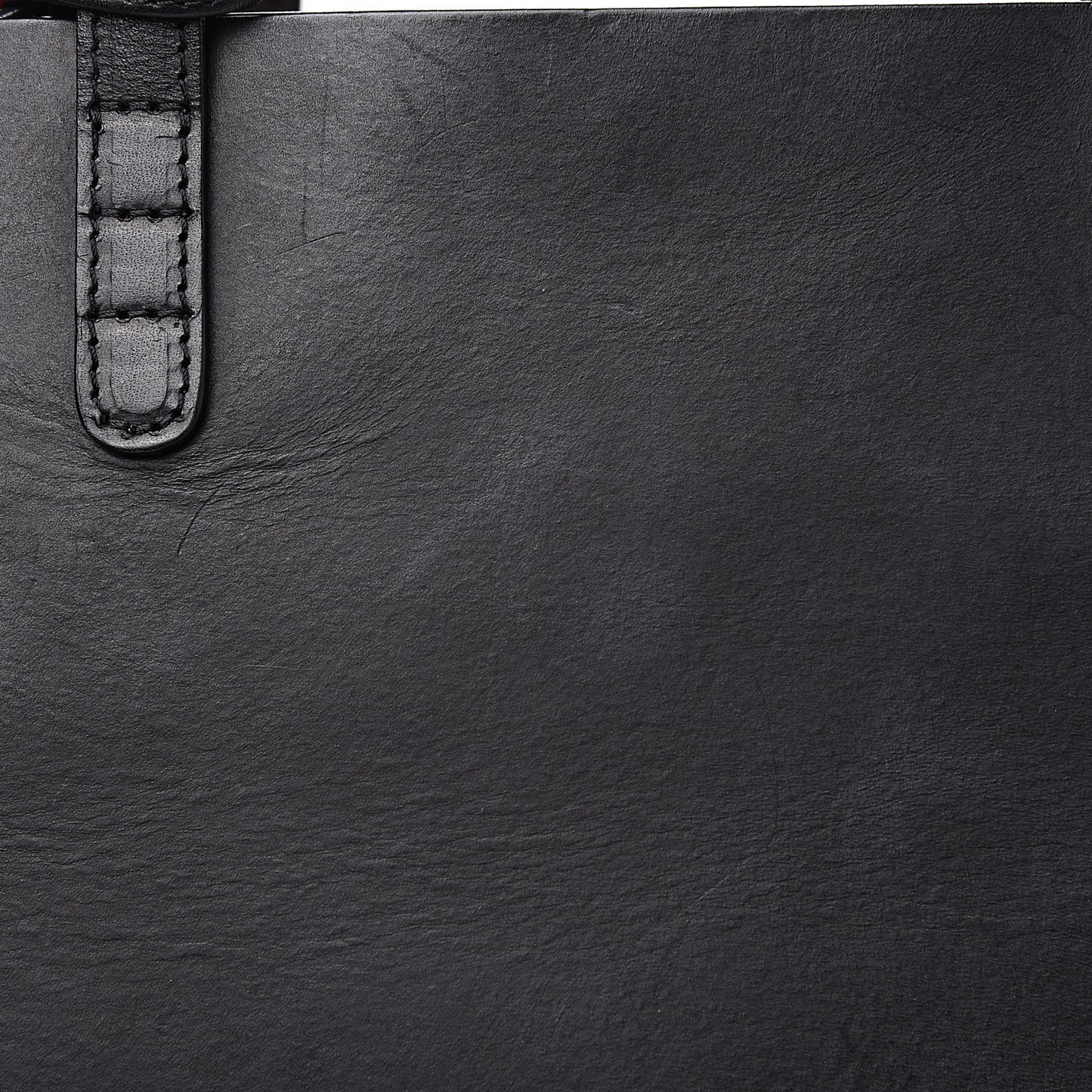 Calfskin Small Shopping Tote Black Flamma