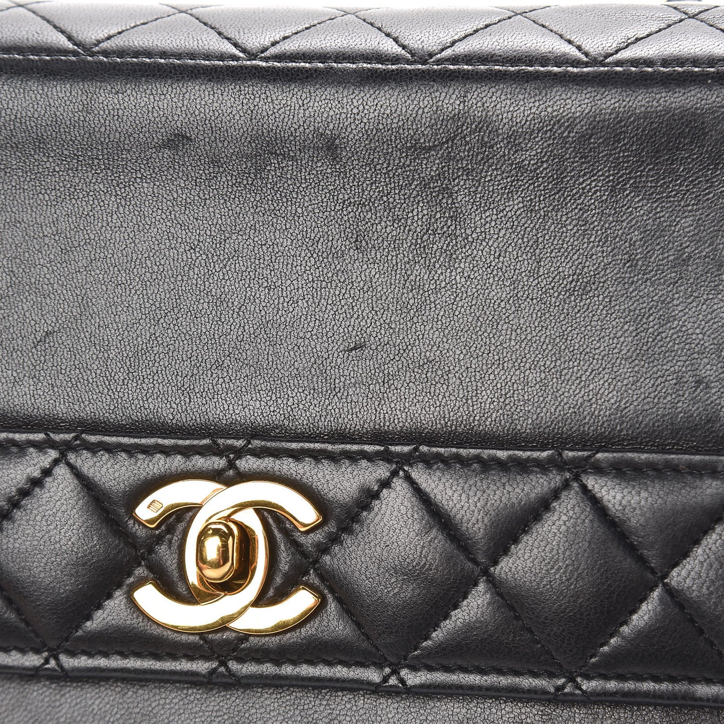 Lambskin Quilted Shoulder Flap Bag Black