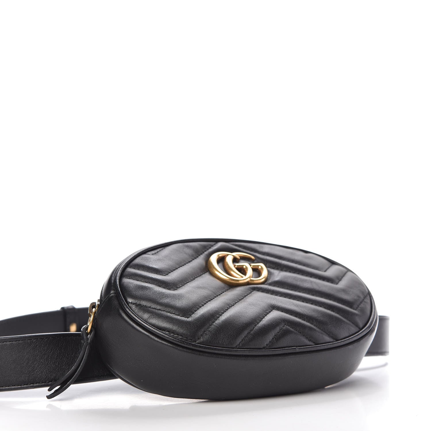 Gucci Calfskin Matelasse GG Marmont Belt Bag 85 34 Black 4 of 11