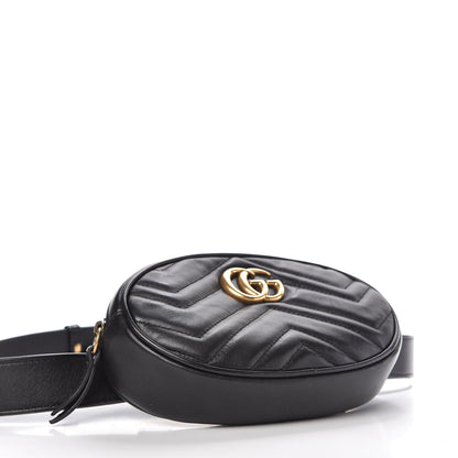 Gucci Calfskin Matelasse GG Marmont Belt Bag 85 34 Black 4 of 11