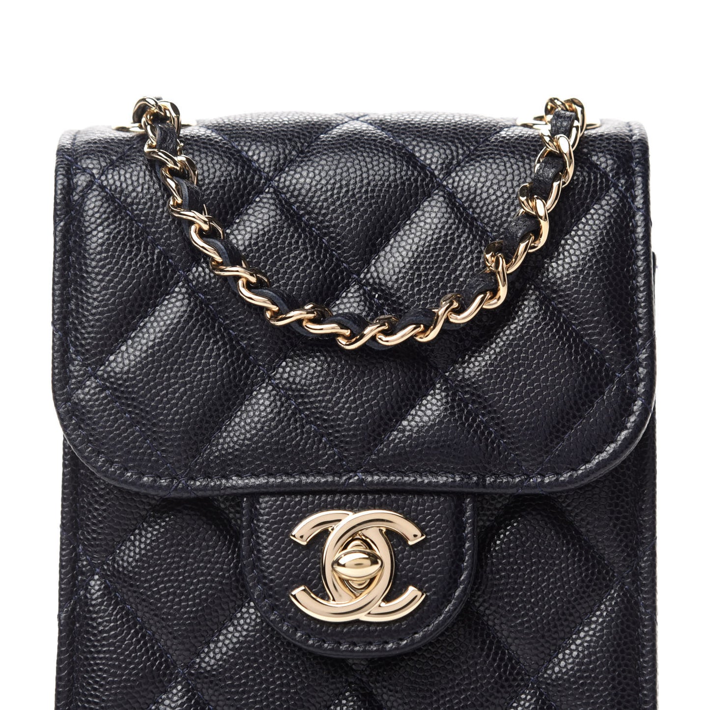Caviar Quilted Classic Phone Holder Navy
