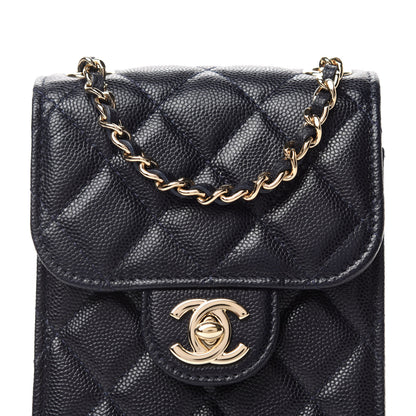 Chanel Caviar Quilted Classic Phone Holder Navy 11 of 11