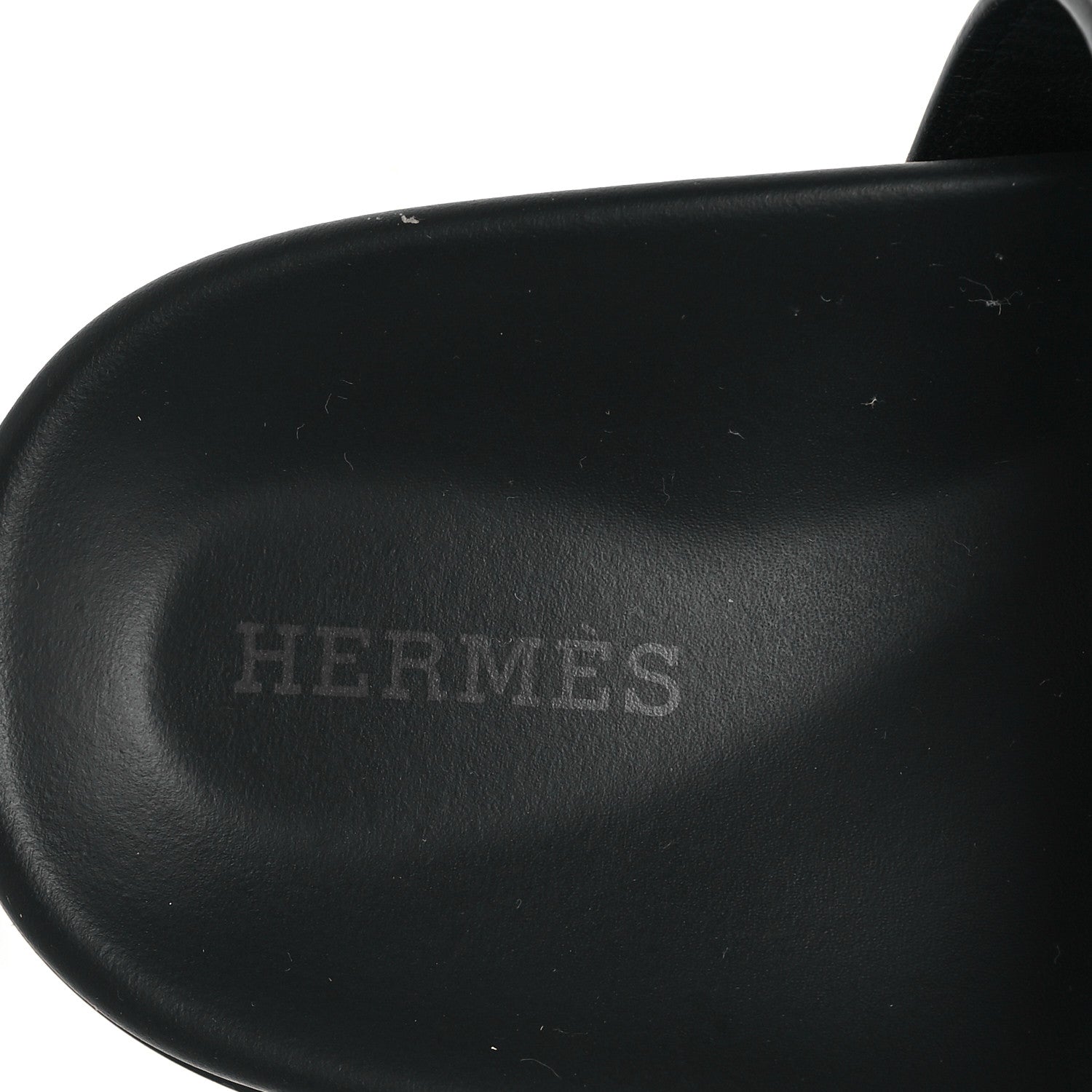 Hermes Calfskin Womens Chypre Sandals 36.5 Black 8 of 10