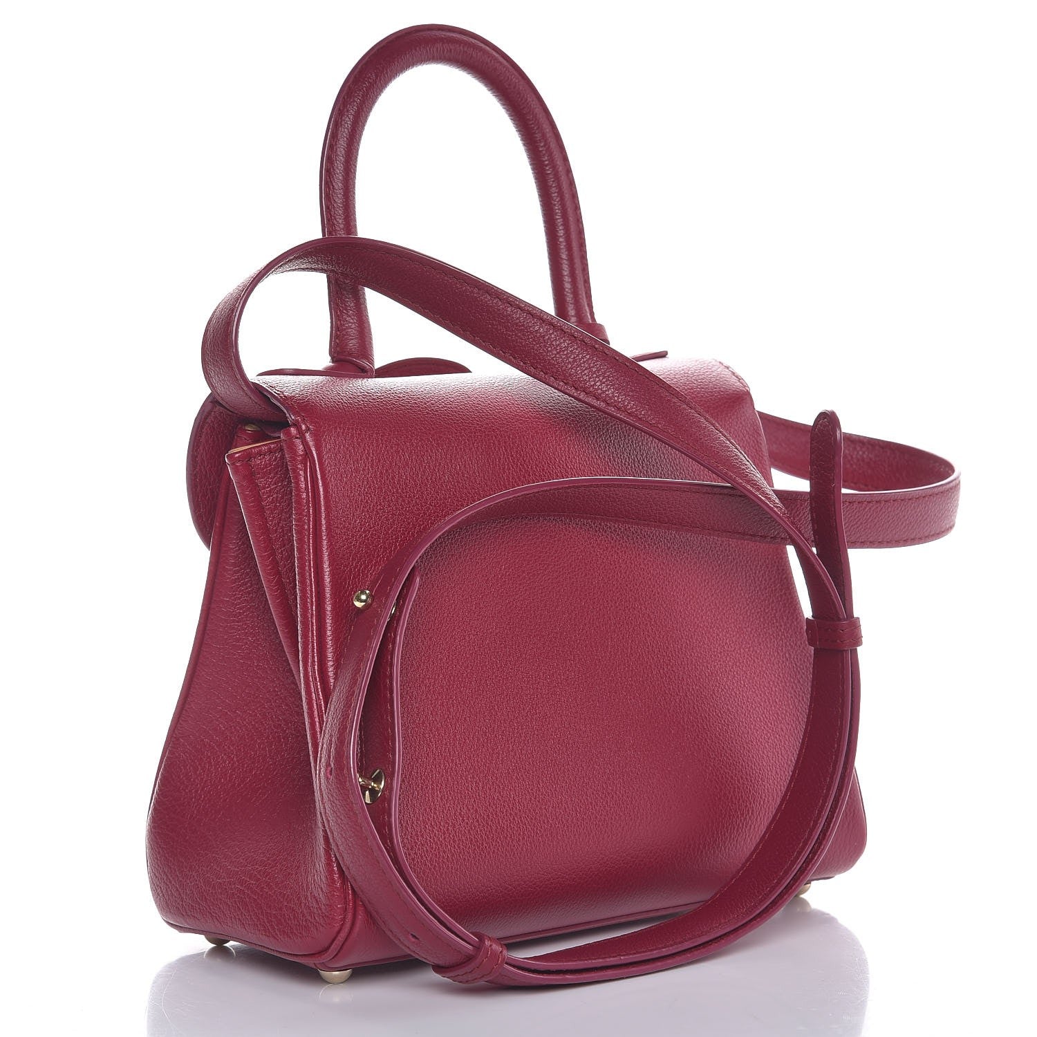 Delvaux Grained Calfskin Mini Brillant Satchel Berry Red 3 of 7