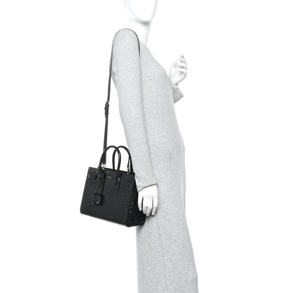 Saint Laurent Calfskin Crocodile Embossed Baby Sac De Jour Black 2 of 12