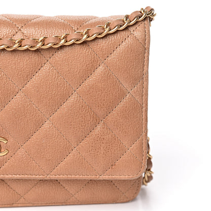 Chanel Letter Calfskin Embossed Quilted Wallet On Chain WOC Beige 14 of 15
