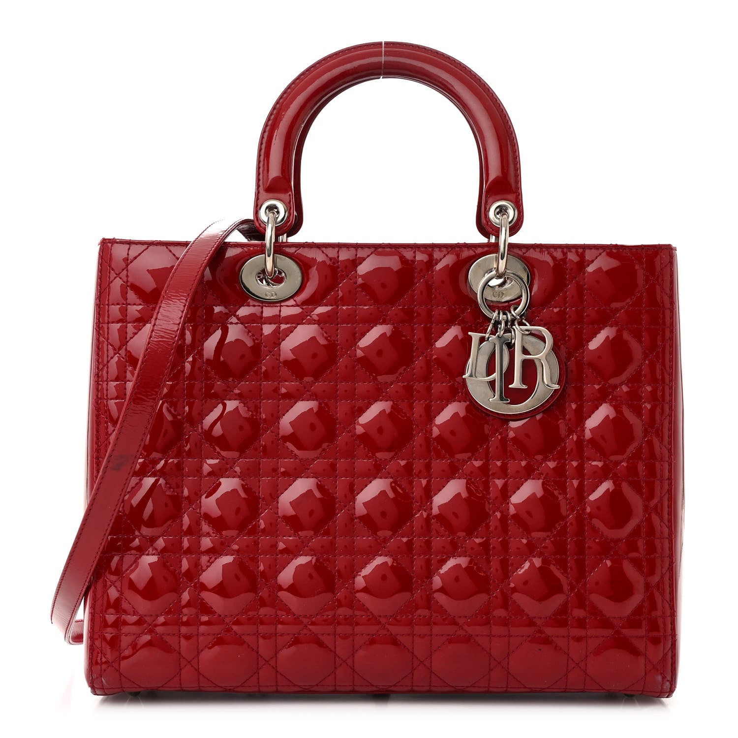 Christian Dior Patent Cannage Large Lady Dior Red 1 of 15