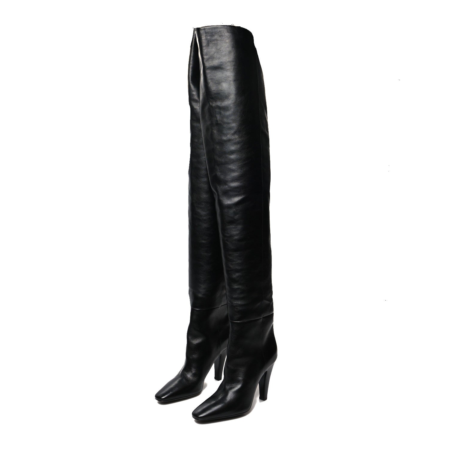 Saint Laurent Smooth Calfskin Betty 95 Over The Knee Boots 39.5 Black 3 of 6