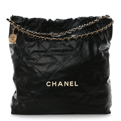 Chanel Calfskin Quilted Large Chanel 22 Black White 1 of 11