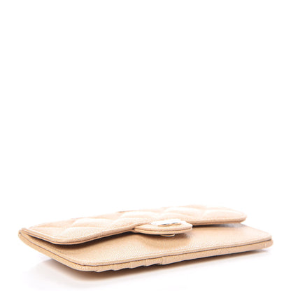 Chanel Iridescent Caviar Quilted Flap Zip Card Holder Beige 4 of 8