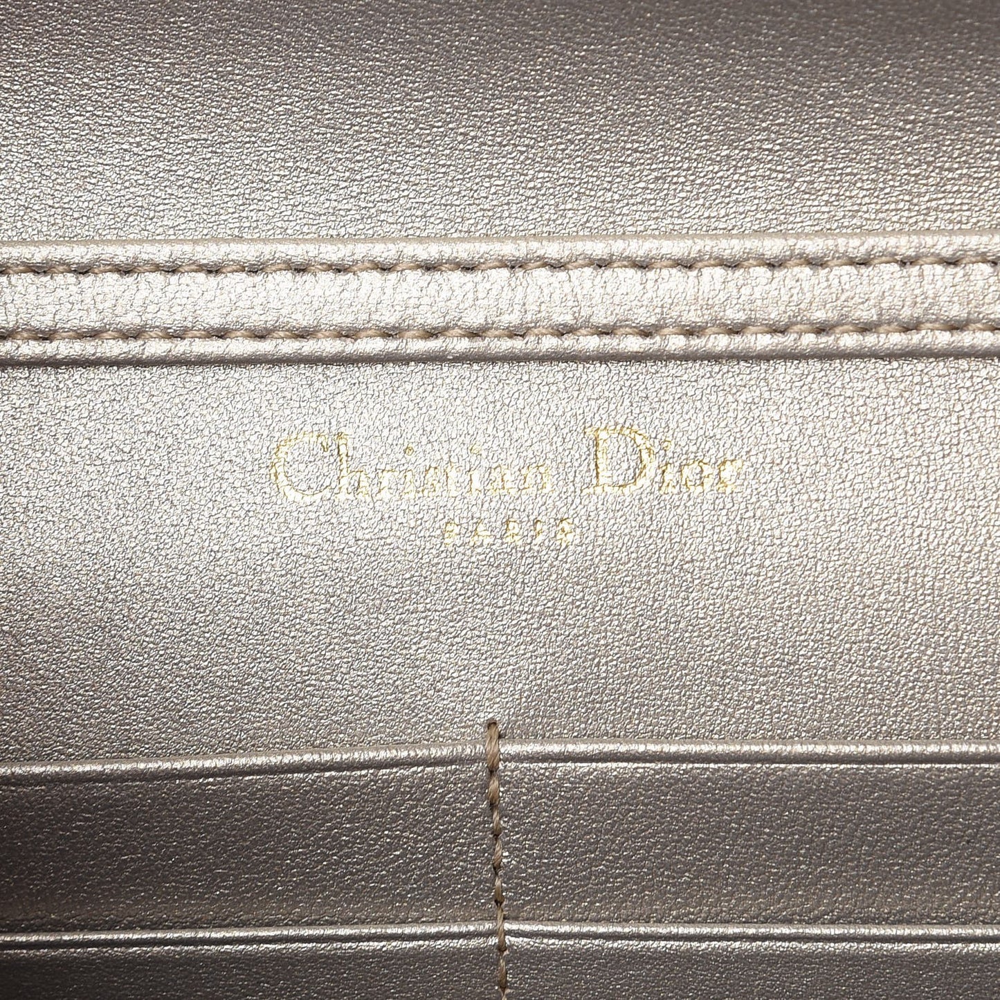 Metallic Grained Calfskin Diorama Wallet on Chain Pouch Light Gold