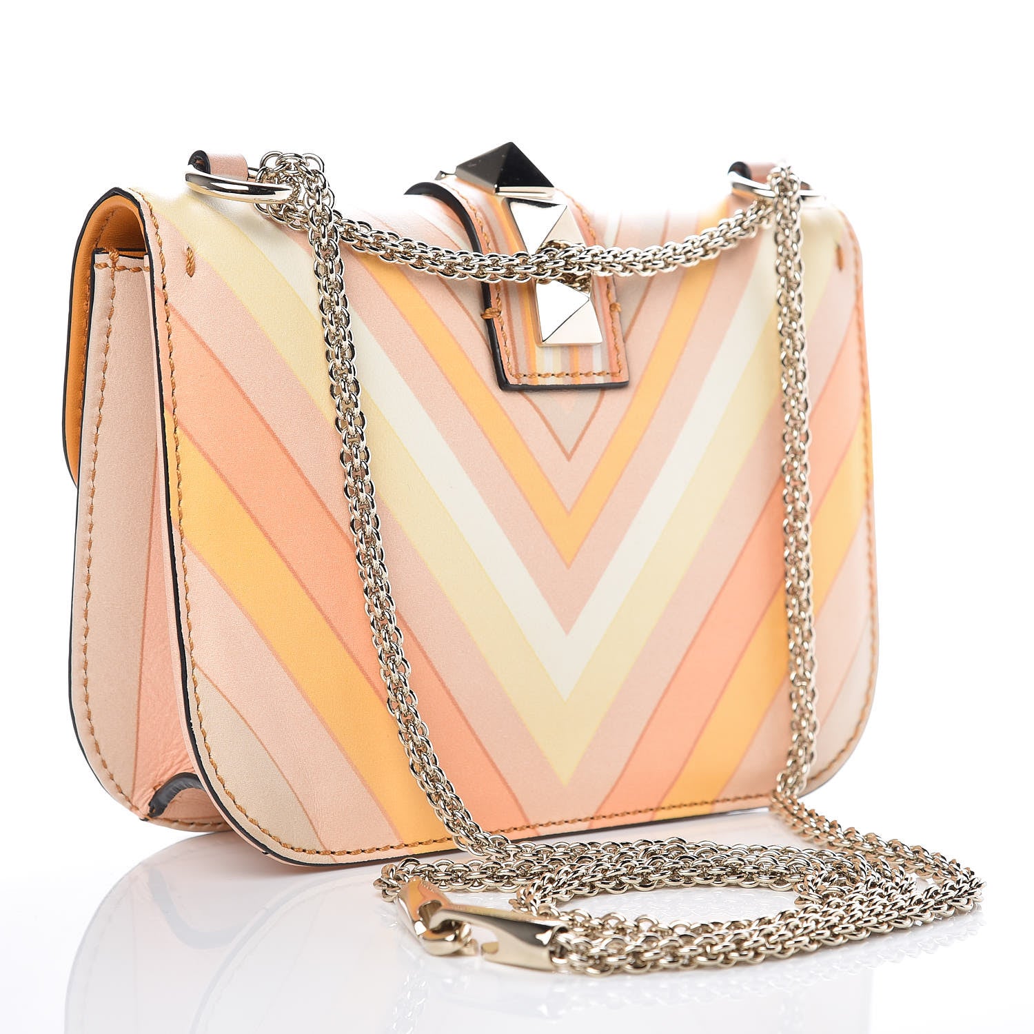 Valentino Garavani Vitello Native Couture 1975 Small Glam Lock Rockstud Flap Mandarin Sorbet 3 of 8
