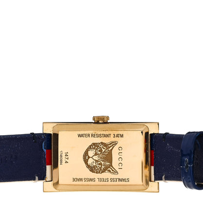 Gucci Stainless Steel Patent Mother of Pearl 21mm Web G-Frame Quartz Watch Blue 4 of 5