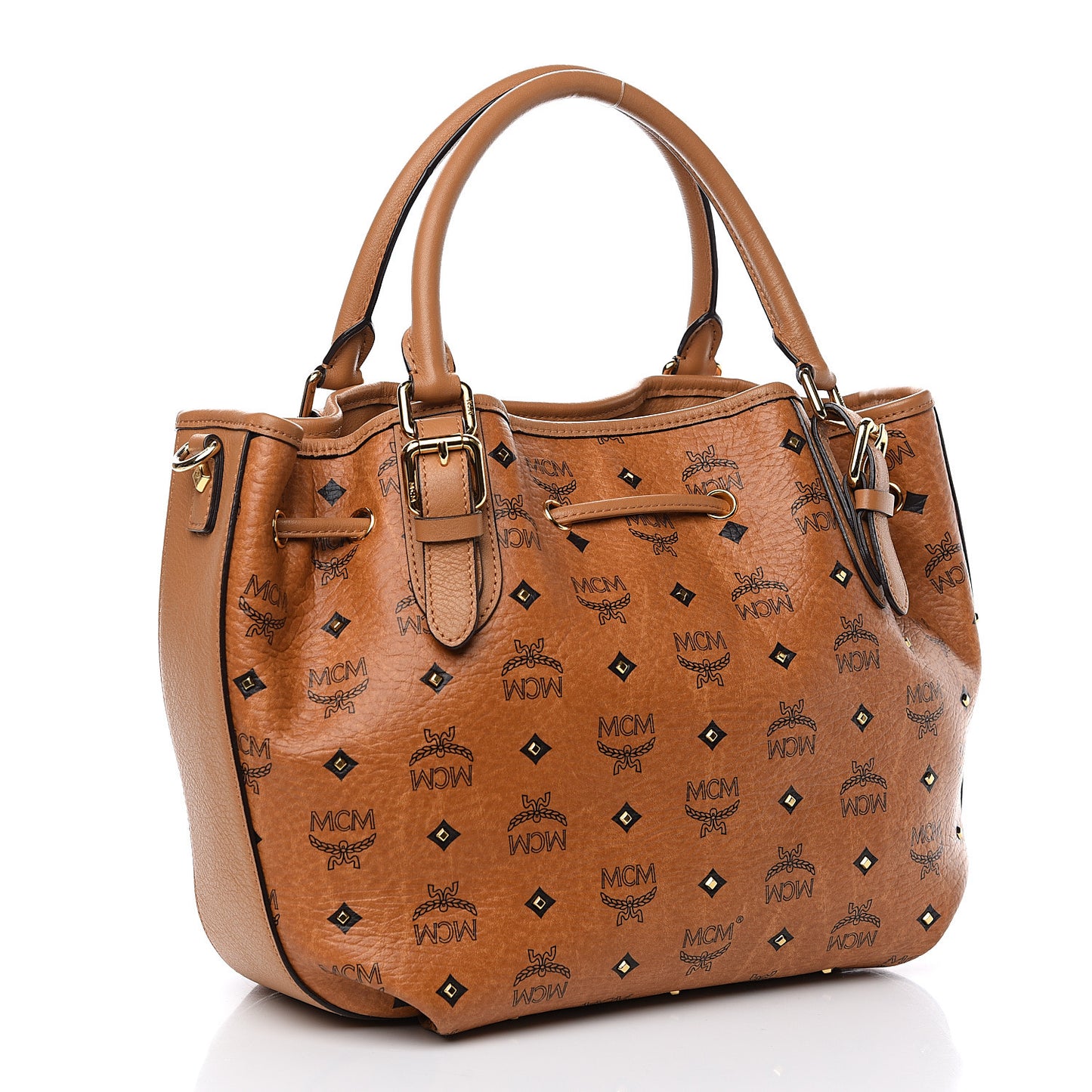 Visetos Studded Small Drawstring Shopper Cognac