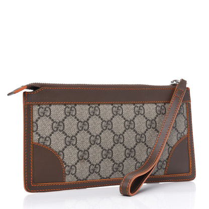 Gucci GG Supreme Monogram Web Small Pouch Clutch Dark Brown 2 of 6