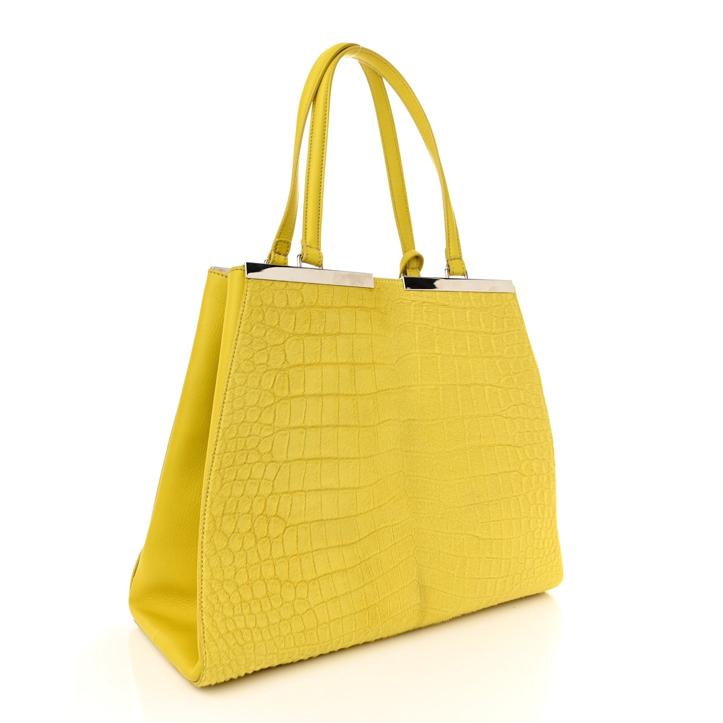 Vitello Calf Hair Crocodile Embossed Large 3Jours Tote Sunflower Cedro