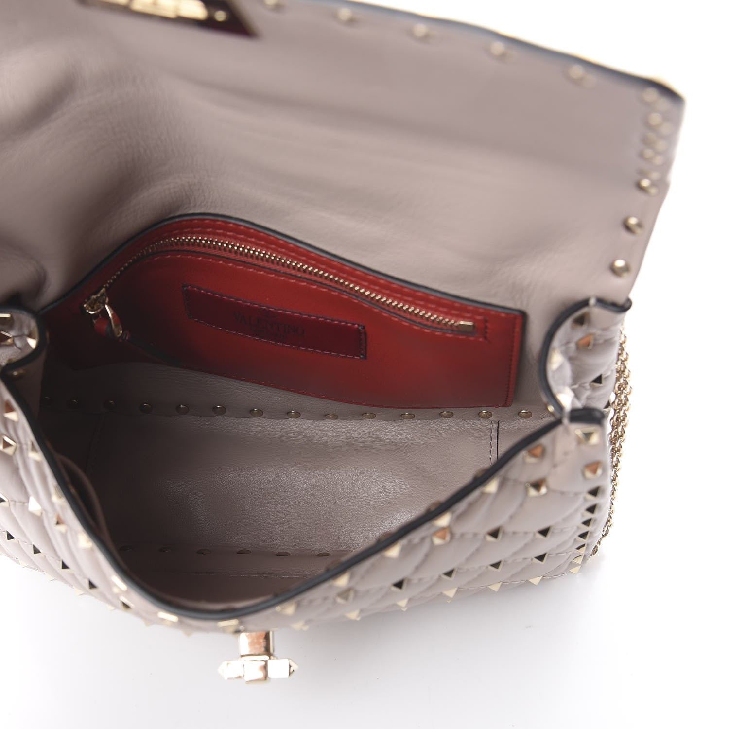Valentino Garavani Lambskin Medium Rockstud Spike Shoulder Bag Poudre 4 of 7