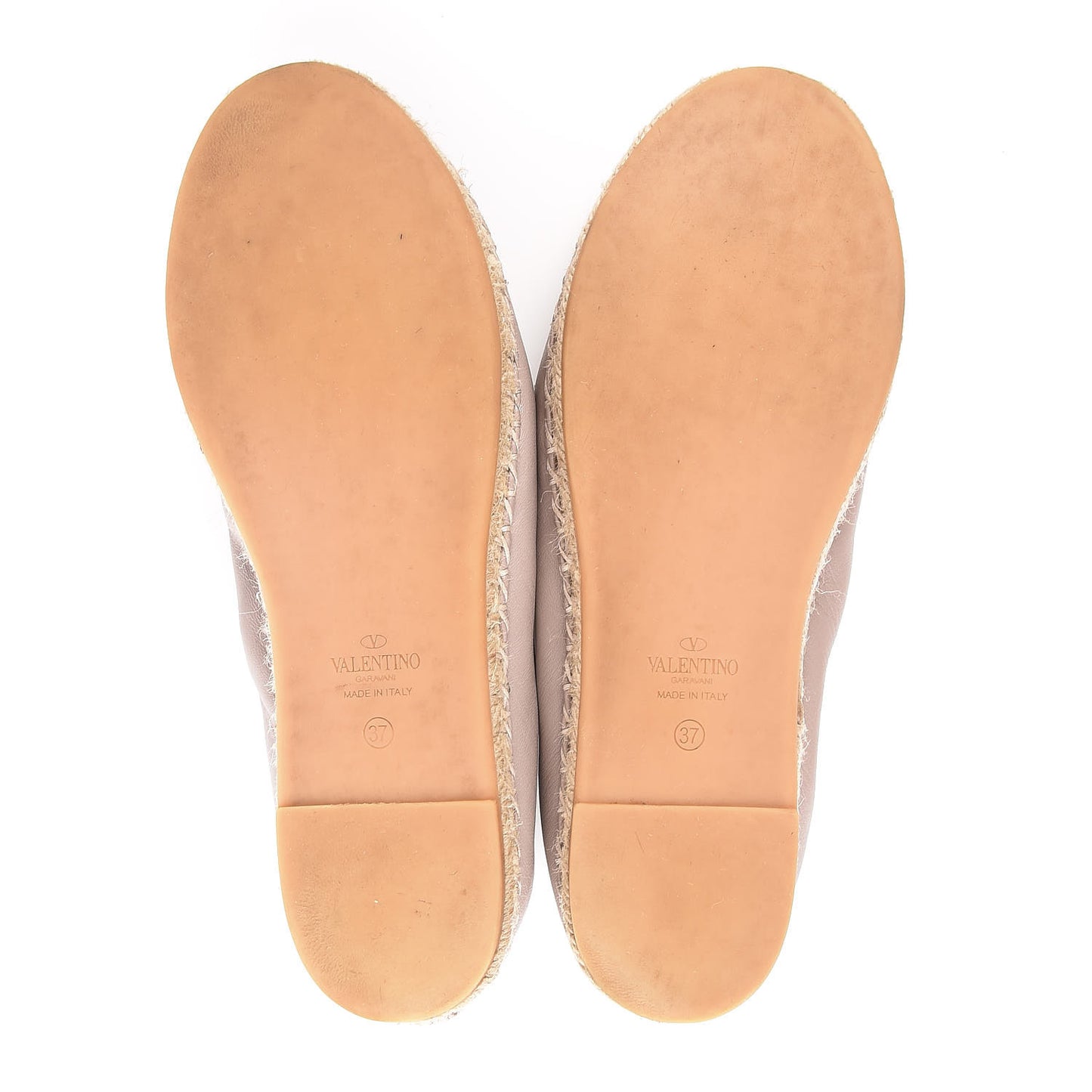 Nappa Rockstud Ballerina Espadrille Flats 37 Poudre