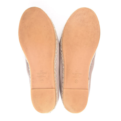 Valentino Garavani Nappa Rockstud Ballerina Espadrille Flats 37 Poudre 7 of 14