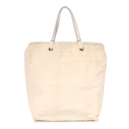 Fendi Sheared Mink Selleria Medium Tote White 1 of 10