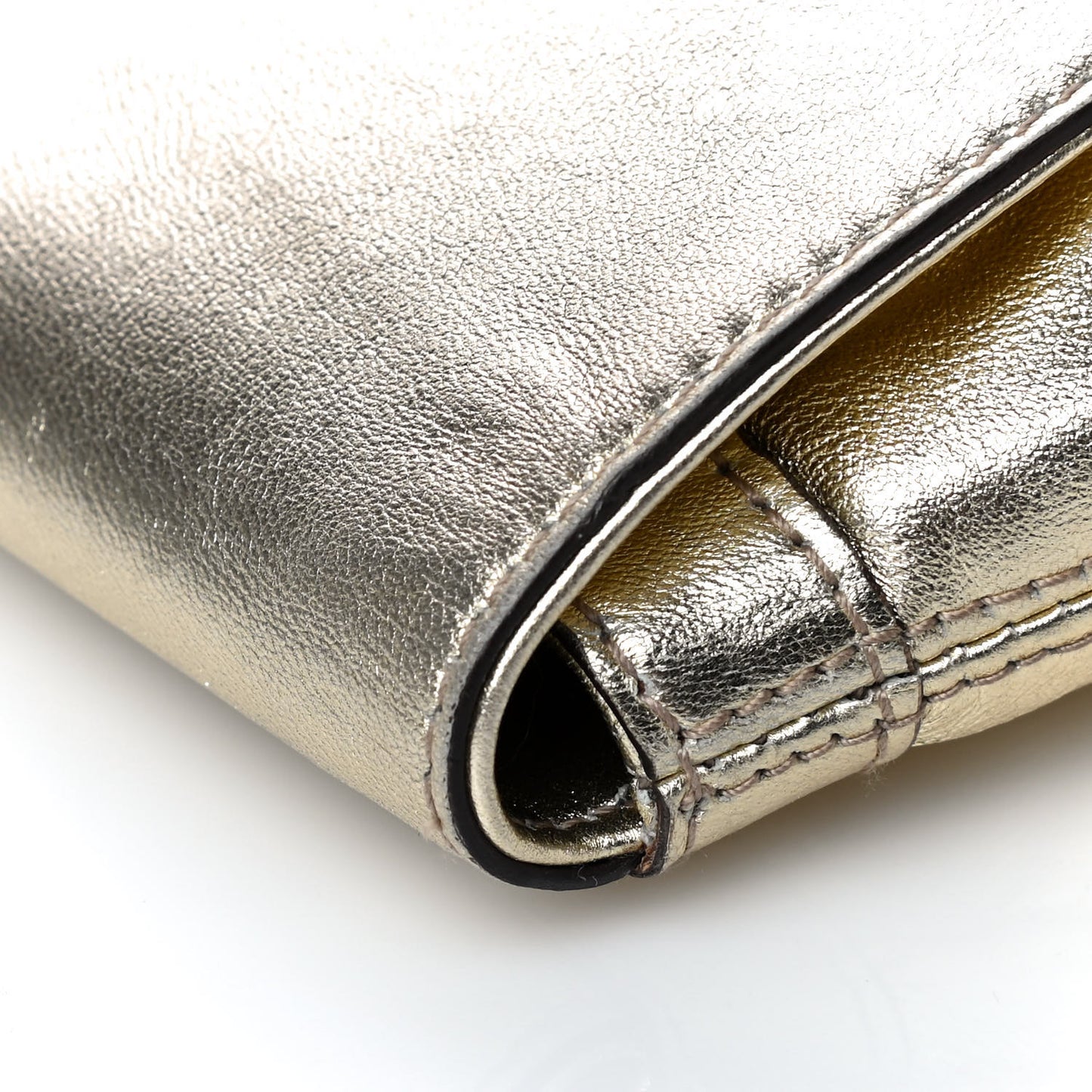Metallic Calfskin Satin Bamboo Clutch Argento