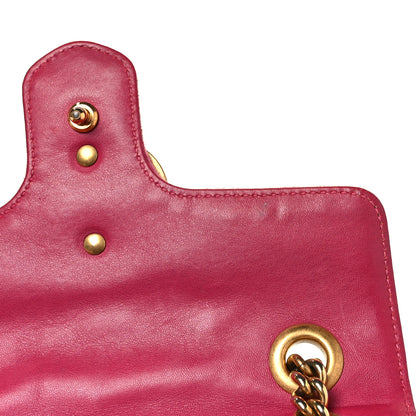 Gucci Velvet Matelasse Embroidered Mini GG Marmont Shoulder Bag Light Raspberry Rose 10 of 11