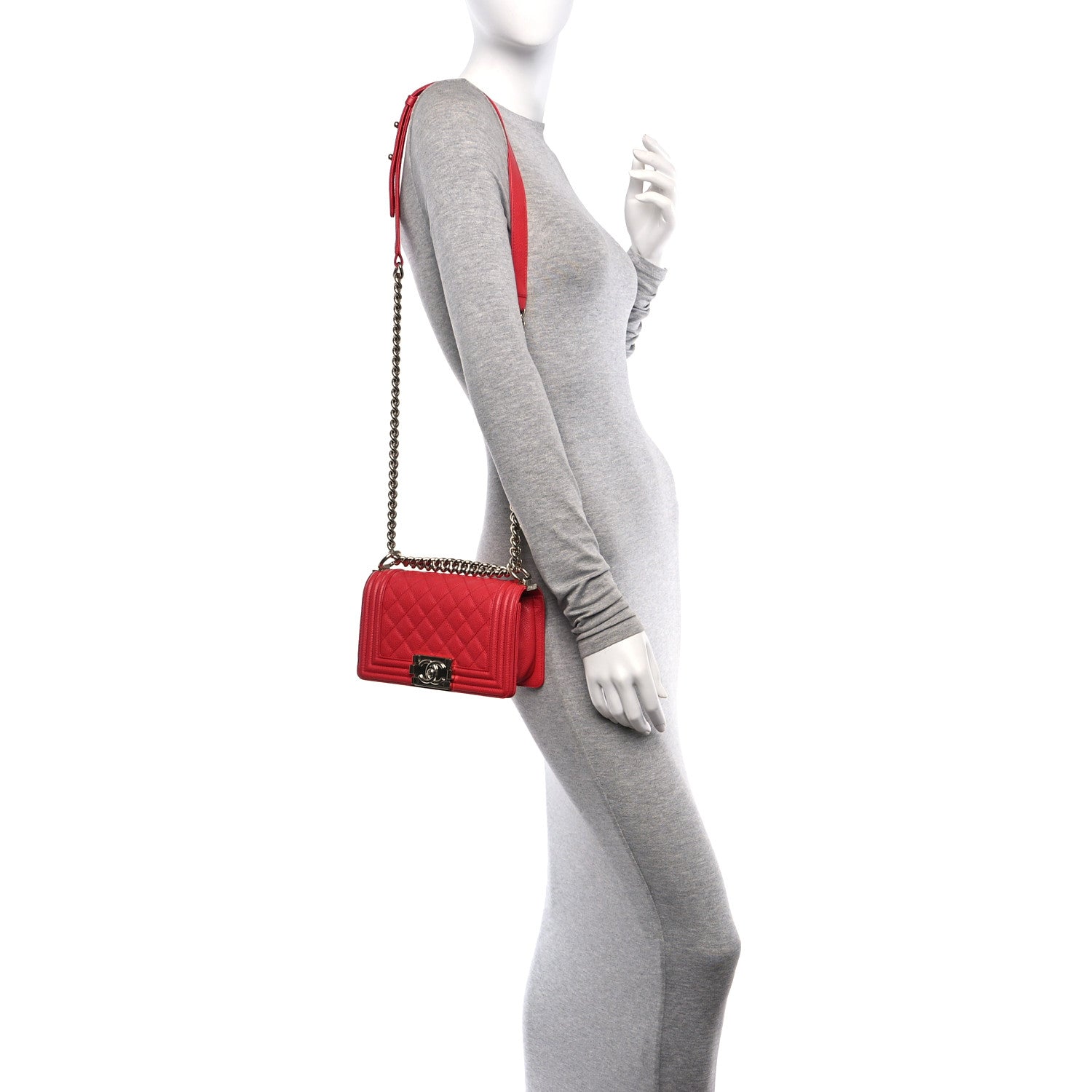 Chanel Caviar Quilted Small Boy Flap Red 2 of 9