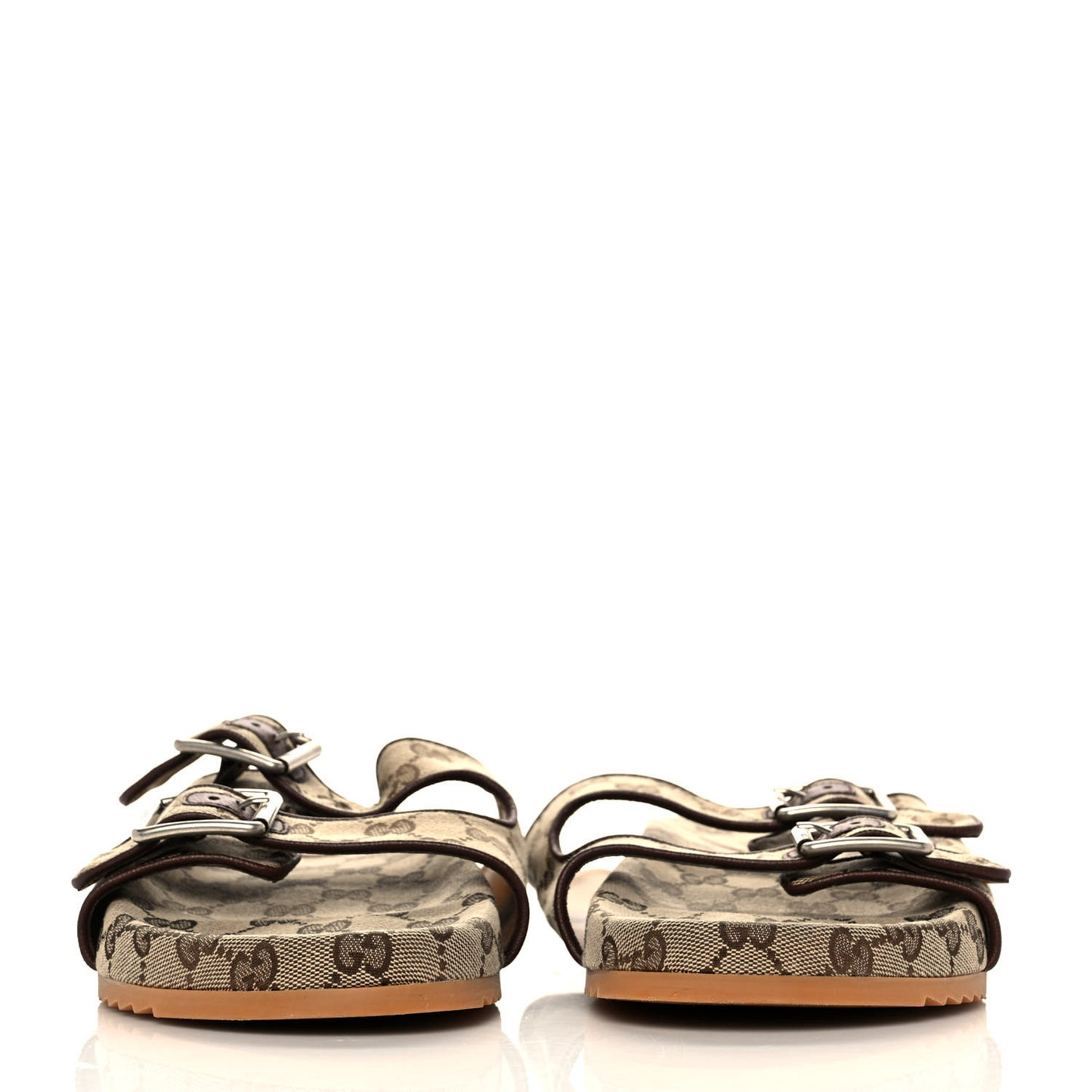 GG Monogram Lavaredo Eco Fabric Mens Slide Sandals With Straps 12 Beige Ebony Light Brown